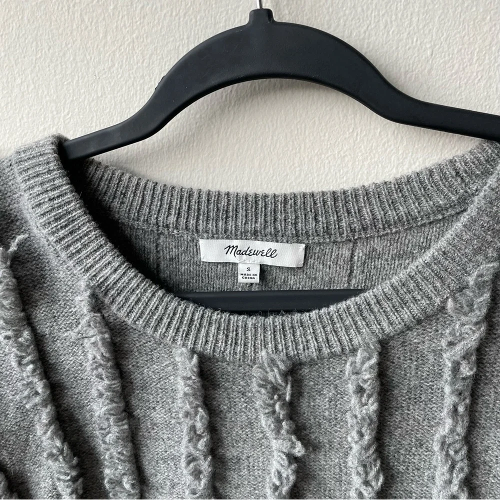 Madewell Gray Sweater Merino Wool Long Sleeve Small S - Picture 7 of 8